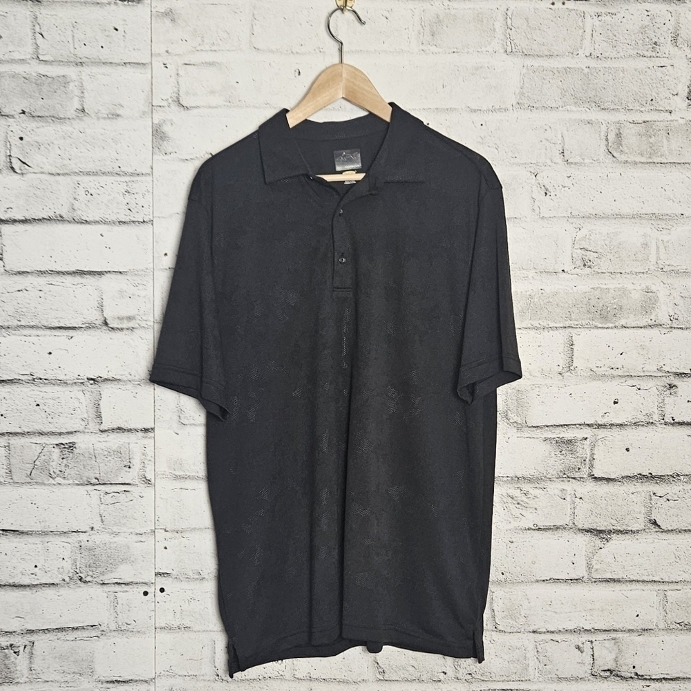 Greg Norman Shark Jacquard Polo Men’s Large Black Play Dry Golf Shirt